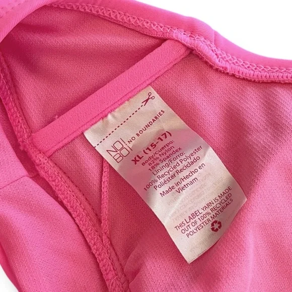 No Boundaries Neon Pink Tie Back Halter Neck Bikini Swim Suit Top Padded size XL - Picture 5 of 5